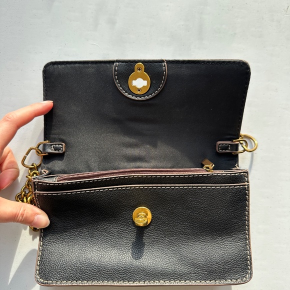 Fossil Women's Ainsley Black Leather Wallet Shoulder Bag Mini Bag Purse - Picture 8 of 16